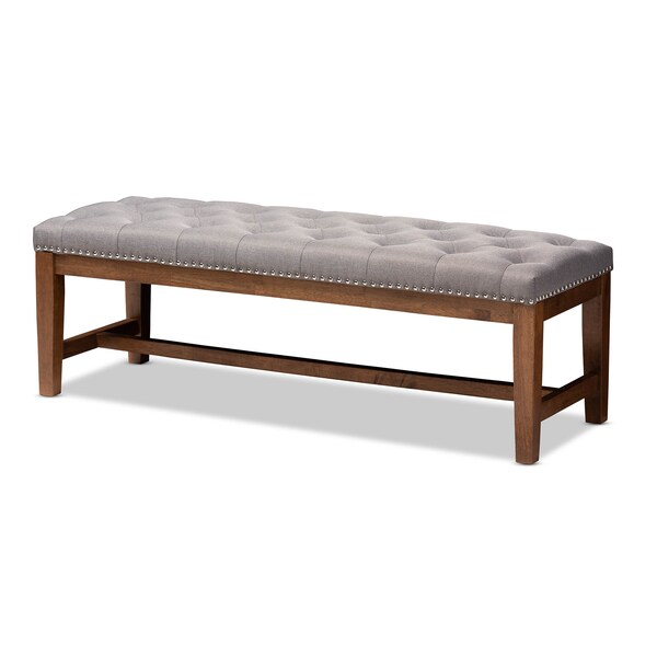 Baxton Studio Ainsley Grey Upholstered Walnut Finished Rubberwood Bench 147-8231 - main
